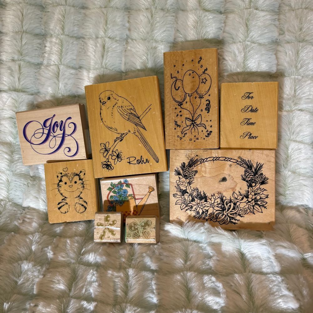 Rubber Stamp Lot of 9 various brands and theme lightly used