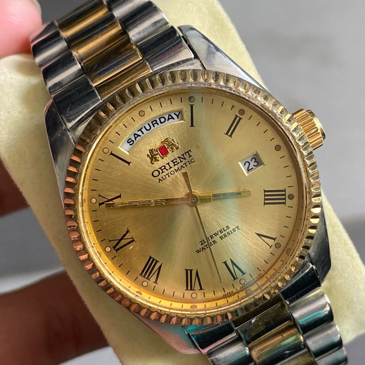 Rare Orient President Automatic Roman Index Gold Dial Two Tone