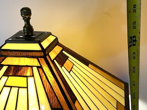 Vintage MISSION ARTS & CRAFTS STYLE Stained Glass Lamp Shade Multi Colored - Picture 6 of 10