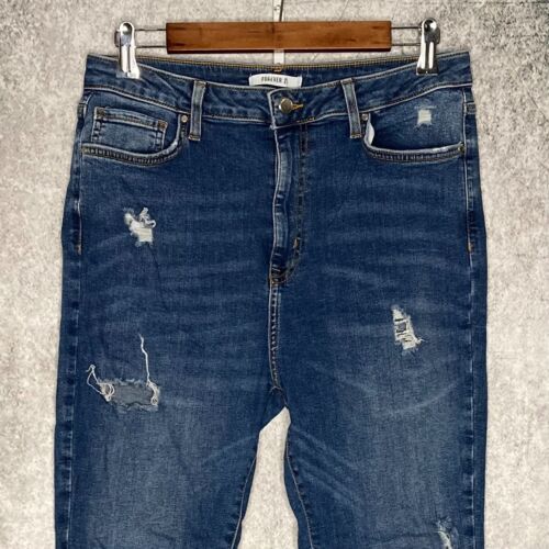 Forever21 womens distressed high rise skinny jeans size 31 stretch med wash - Afbeelding 1 van 7