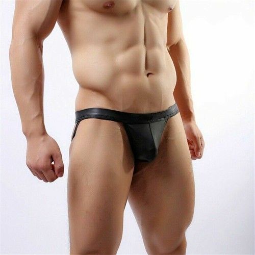 Hombres Pene Bolsa Ropa Interior Jockstrap Sexy Butt Marido Imitación Cuero Tanga Calzoncillos - Imagen 60 de 75