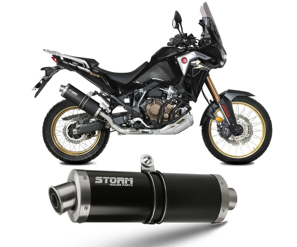 Exhaust Muffler Storm Oval Black Steel HONDA CRF1100L AFRICA TWIN 2020 > 2022 - Image 2 of 4