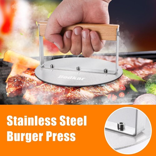 bodkar Smash Burger Press Stainless Steel 6 Inch Round Burger Smasher with Wo... - Picture 2 of 2