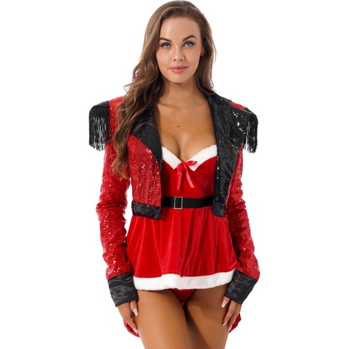 Women's Circus Ringmaster Sequins Fringe Tuxedo Tailcoat Jacket Carnival Costume - Picture 10 of 36