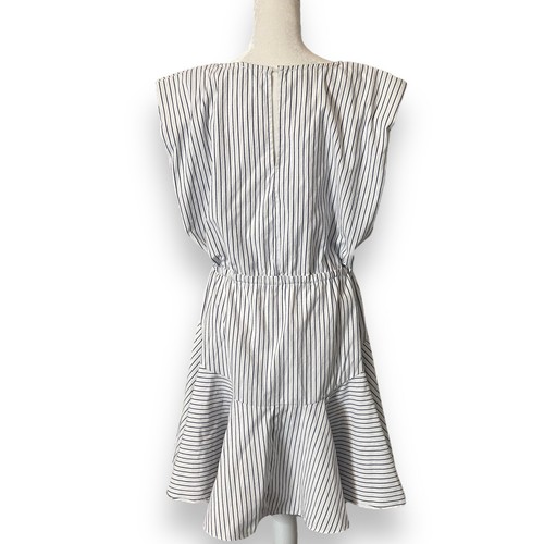 Aakaa Size L Dress Cotton Blend Shoulder Pads Drawstring Waist Striped Tassels - Picture 6 of 11