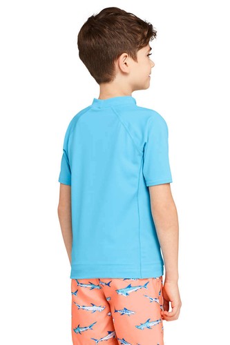 LANDS' END Little Boys L(7) Ocean Blue Rashguard Swim Tee NWT - Picture 4 of 4