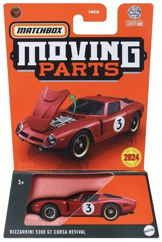Matchbox Moving Parts 2024 Bizzarrini 5300 GT Corsa Revival Red #3 1:64