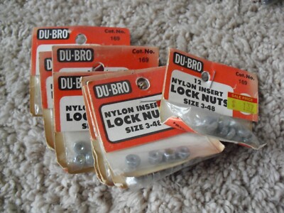 Lot of 9 Du-Bro RC Part Packs Nylon Insert Lock Nuts 3-48 #169 NIP