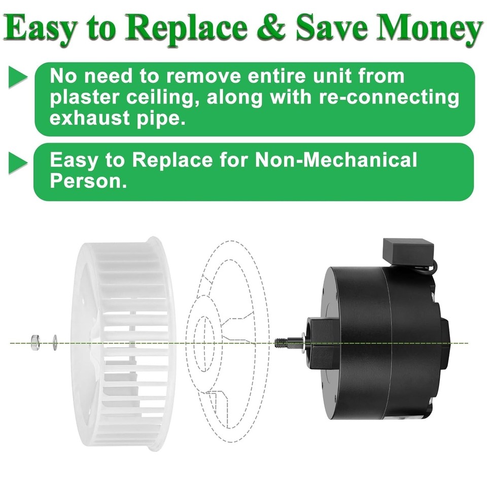 Bathroom Exhaust Fan Motor & Blower Wheel Replacement for Nutone