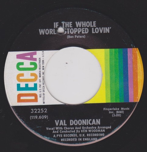 VAL DOONICAN {60s Pop} I'D RATHER THINK OF YOU /IF THE WHOLE WORLD STOPPED ♫hear - Picture 2 of 2