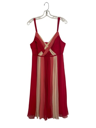 VTG Y2K Robbie Bee Silk Chiffon Red Pink V-Neck Whimsical Mini Dress Sz 14 - Picture 2 of 4