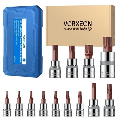 10pcs Xzn Triple Square Spline Bit Socket Set 4mm18mm 50bv30 Crv