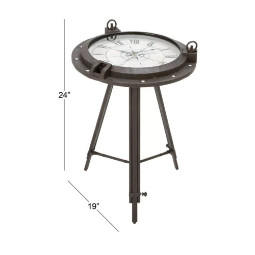 Black Accent Table Round Nautical Coastal Beachy Modern Sunroom Tripod Side 24"H - Picture 15 of 24