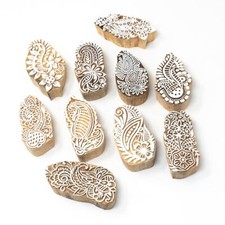 Set of 10 Wooden Printing Block Stamp Pottery Textile Fabric Stamp Border D 20