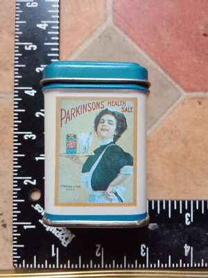 Vty Parkinson's Salt girl Grumbridge small square Tin Bedford England 4'' x 1.5'' 