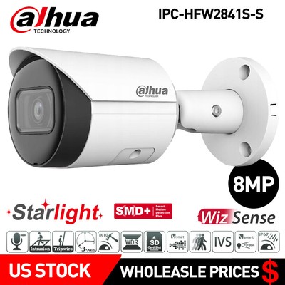 US Dahua 2.8mm 8MP Starlight MIC PoE IPC-HFW2831S-S-S2 Network Bullet Camara Lot