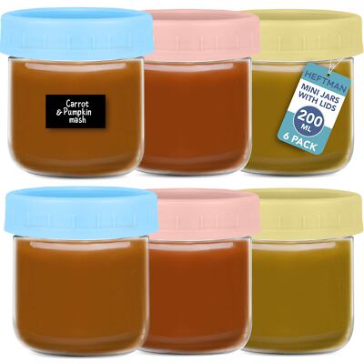 HEFTMAN kleine Frühstückstöpfe mit Deckel luftdicht Brotdose Saucen 200ml 6er Pack