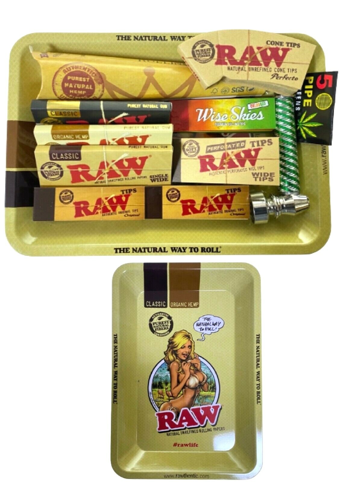 RAW Rolling Smoking TRAY Set Smokers Hamper Gift Set Kit accessories