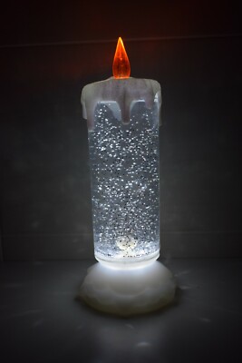 24 CM Hoch Innen Weihnachten Weiß Licht Schnörkel Wasser Glitzer Kerze Von KASCO