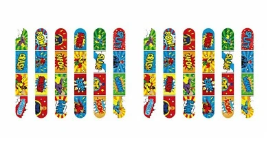 VIVIFS 12 x SuperHero Snap Bracelets Kids Wrist Slap bands Party Bag Filler Toy Gift