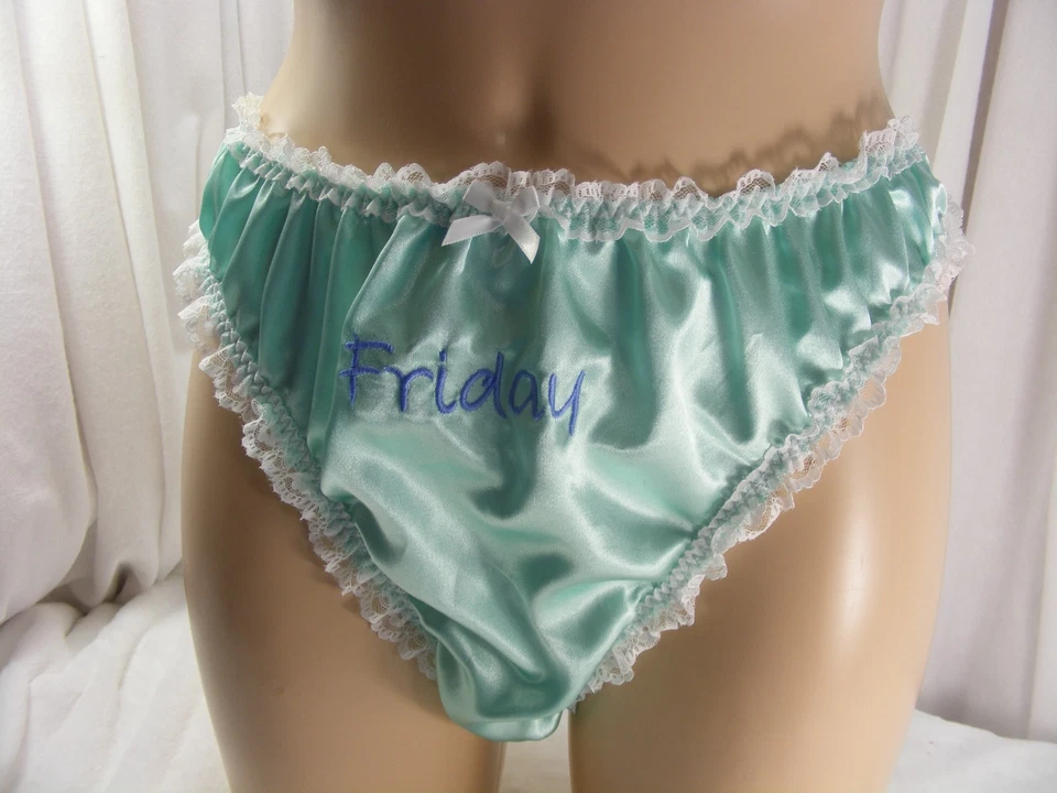 SISSY DAYS OF THE WEEK bragas satinadas crujientes trasero para hombre lencería sexy bragas Foto 2 de 4