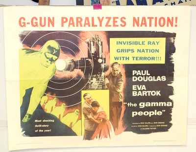 ORG MOVIE GAMMA PEOPLE 1/2sh 1956 G-gun paralyzes nation, sci-fi crime thriller