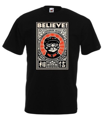 Believe cat kitty schwarze T-Shirt Geschenkidee -N/576-SW