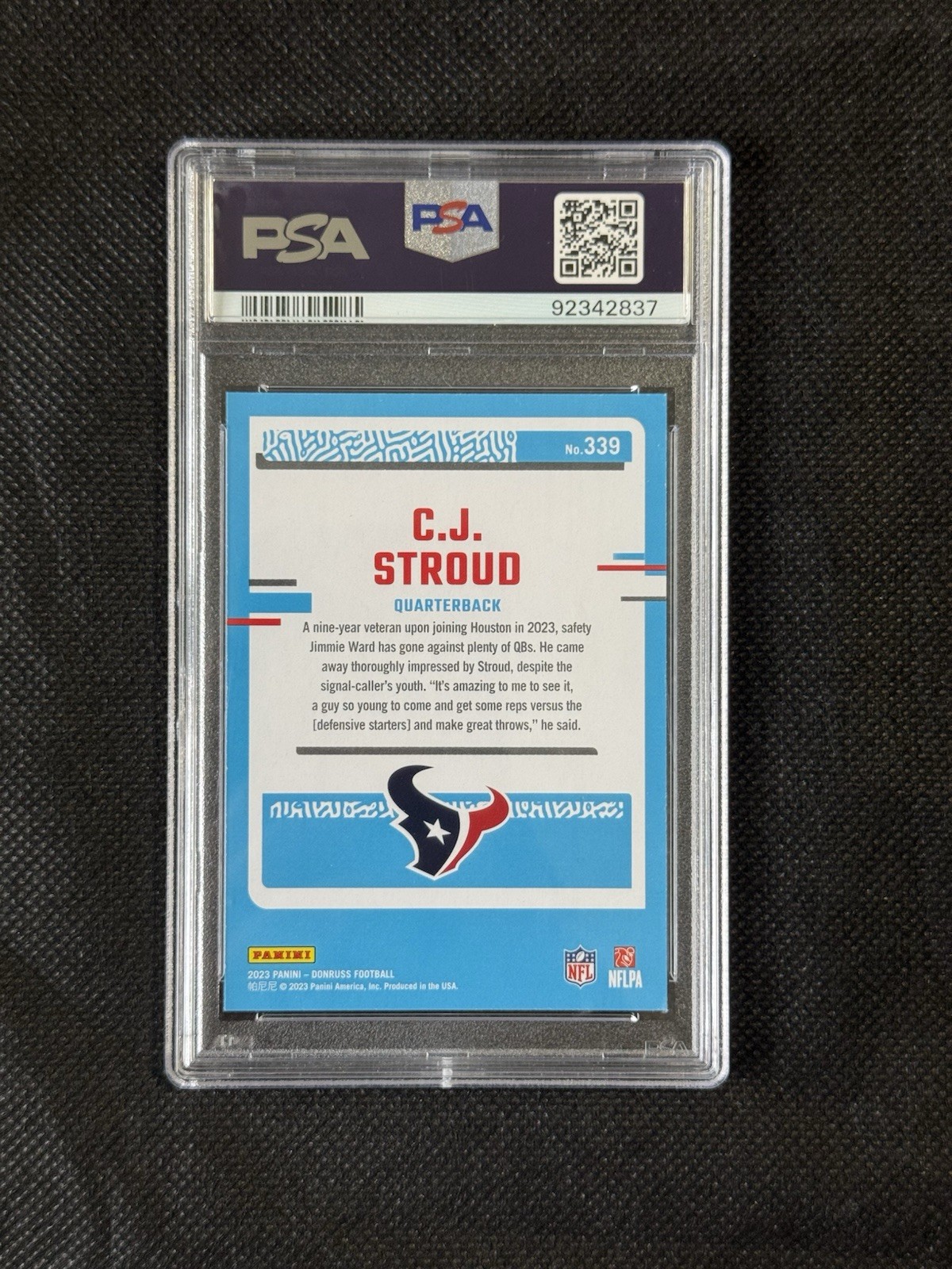 C.J. Stroud Panini Donruss Rated Rookie PSA 9 - 2023 view 2