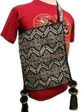 RARE Traditional Huichol Textile Hand Embroidered Grey Mix Peyote Bag