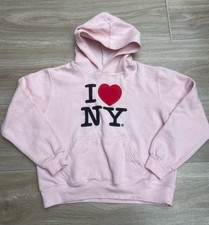 I Love New York I Heart NY Hoodie Girls Pink Pullover Sweatshirt Youth Size 6