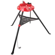 Uimoso 6" Tripod Pipe Chain Vise Stand w/ Foldable Steel Legs & Rubber Mounts