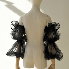 Detachable Sleeves Puffy Sleeves Bridal Accessories White Black Tulle Sleeves