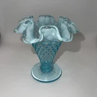 Fenton Opalescent Blue Hobnail Vase 4”