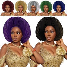 Rhinestone Wedding Party Hat African Women Turban Cap Auto Gele Nigerian Hijab