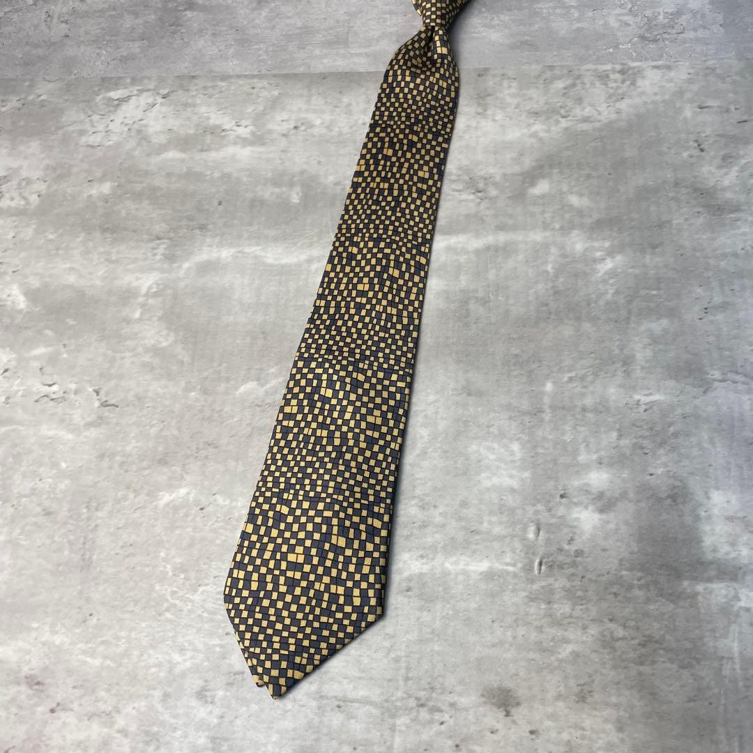 HERMES checkered art pattern random block tie, ye… - image 9