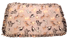 Handmade Dog Fleece Tie Blanket Throw 51x29 Pet Lap Cozy Puppy Print Soft Gift