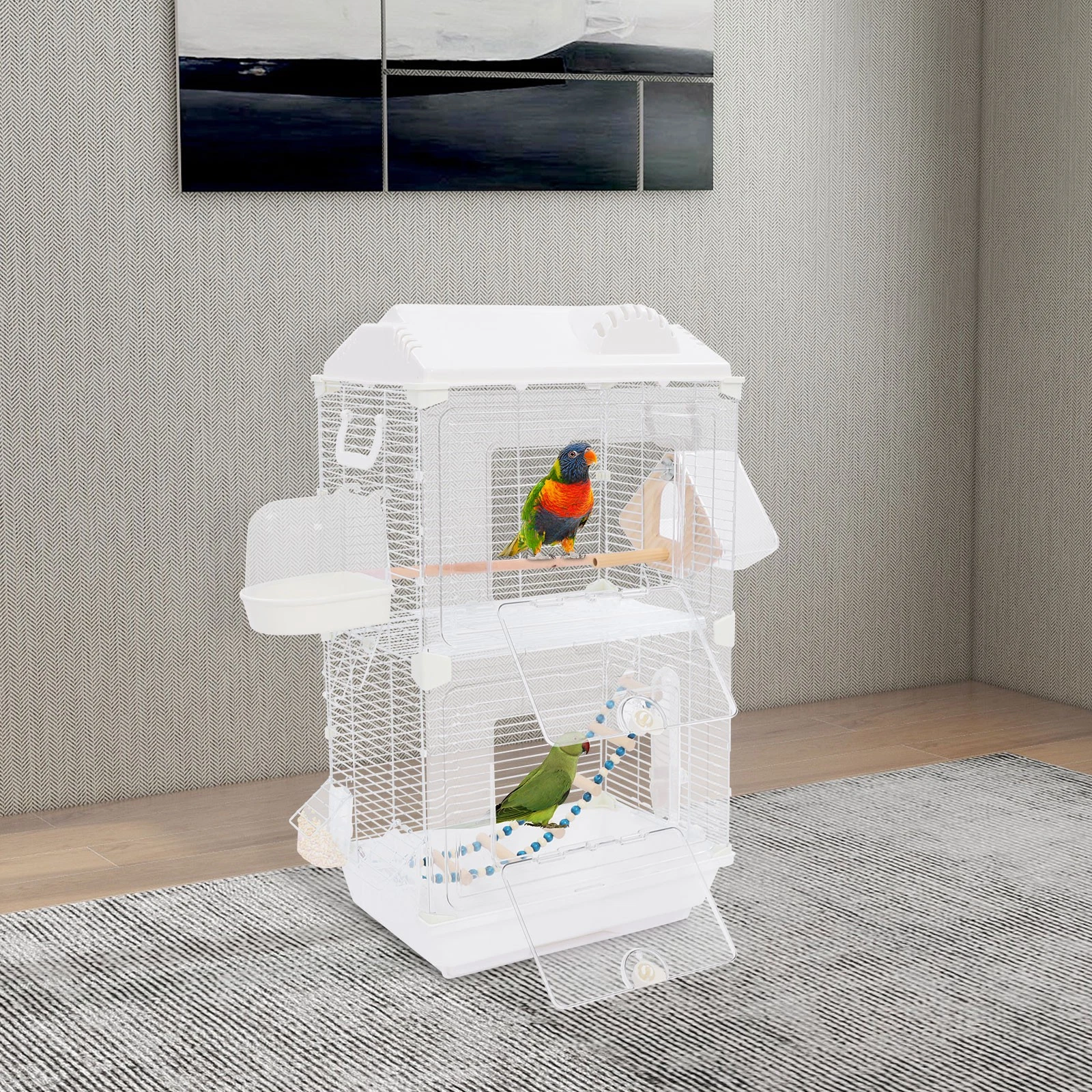 Modern Bird Cage, Two-tier Bird Cage, Parakeets Cage White
Opens in a new window or tab