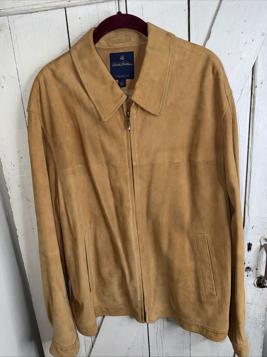 ジャケット・アウター Brooks Brothers suede leather jacket Vintage Brooks Brothers Jacket Mens L Brown Suede Leather Bomber
