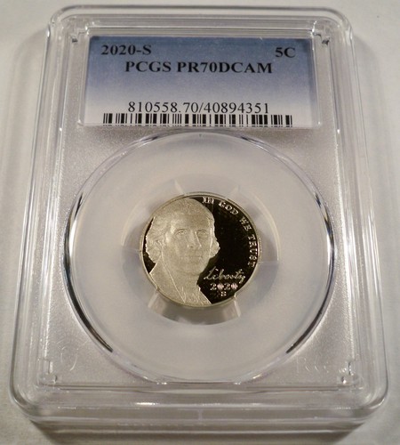 2020-S 5c PCGS PR70DCAM JEFFERSON NICKEL PR 70 DC DEEP CAMEO
