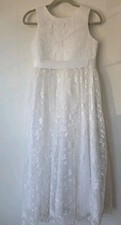 First Communion Embroided Dress - Size 12-13 Years Old- Pre-owned 