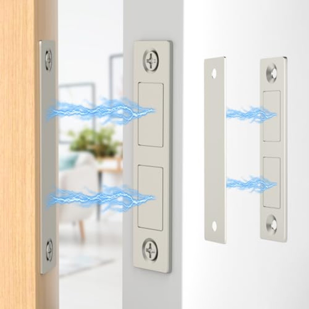 Heavy Duty Magnetic Cabinet Door Stops 2 Pack for Secure Cabinet Closure