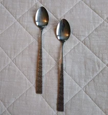 Stylecraft iced tea spoons Stainless Japan SYF7 Greek Key Pattern Spoon Lot of 2