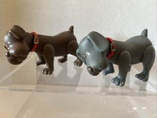 2 Vintage Tonka 1986 Poseable Plastic Pound Puppies Dark Brown Grey