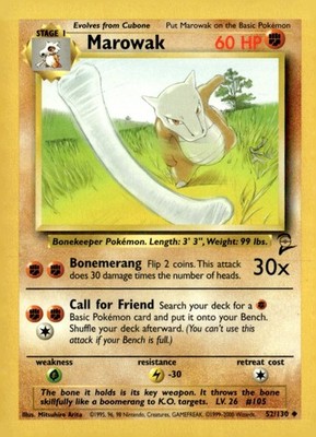 Marowak Uncommon Base Set 2 052/130 LP