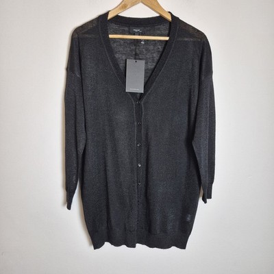 Sweewe Paris S/M Schwarz Wollmischung Feinstrick Cardigan Schimmer Glitzer Oversize