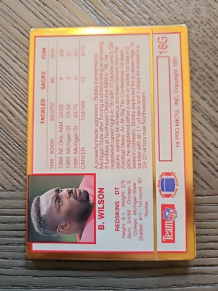 BOBBY WILSON 1991 ACTION PACKED 24 KT GOLD 16G REDSKINS RARE SP - Image 2 of 2