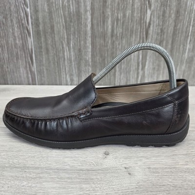 Ecco Herren UK 7,5 Dunkelbraun Leder Slipper Mokassin Halbschuhe Schuhe Flach EU 41