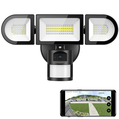 Floodlight Camera Outdoor Wired, 2K QHD Security Cam with Motion-Activated 3 ...