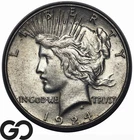 1924-S Peace Dollar, Nice Better Date, Choice Unc++/BU, Mint Luster