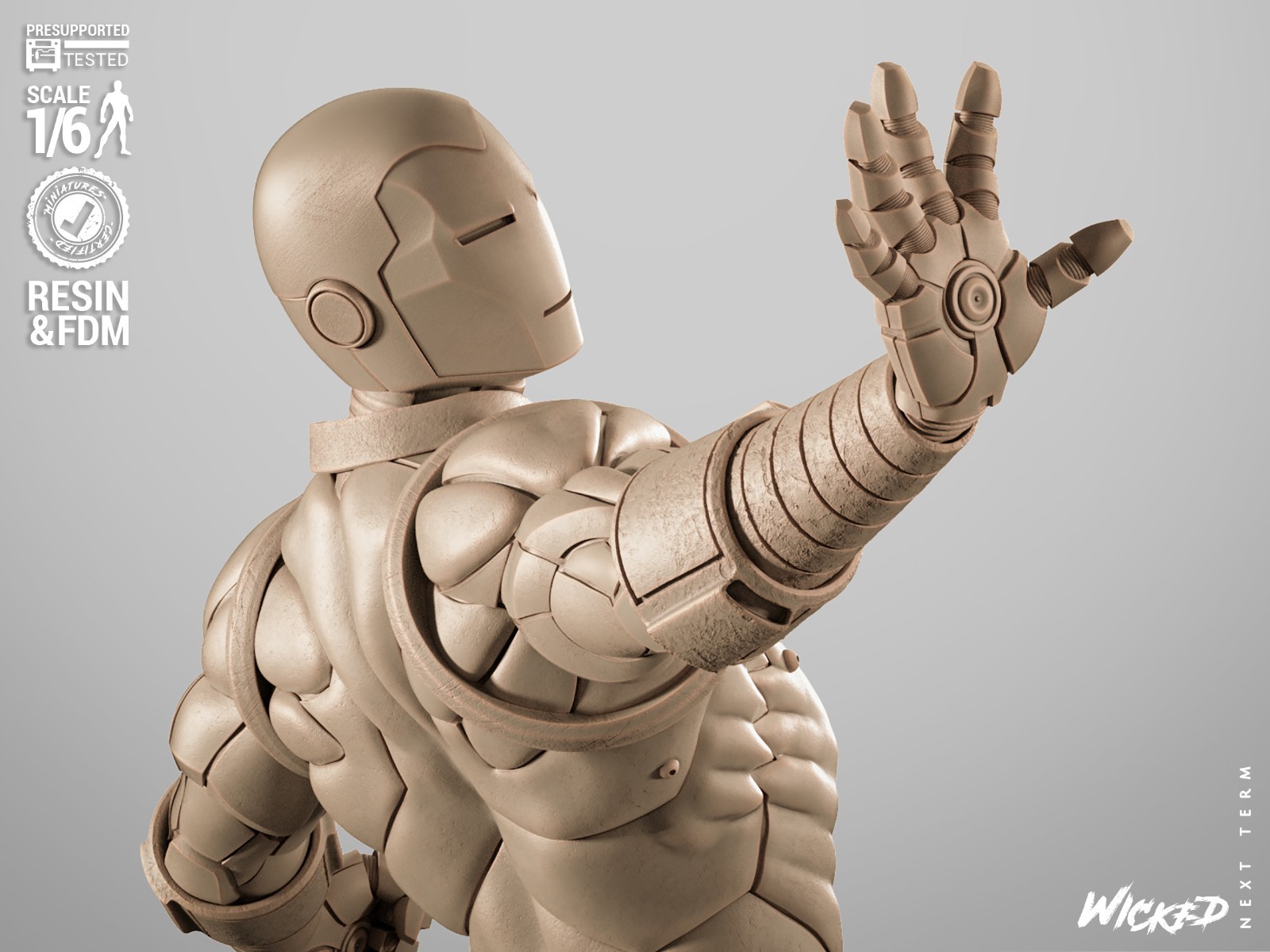 Iron Man, Marvel, 1/4-1/24, Escultura, Figura, Sin pintar, Impresión 3D